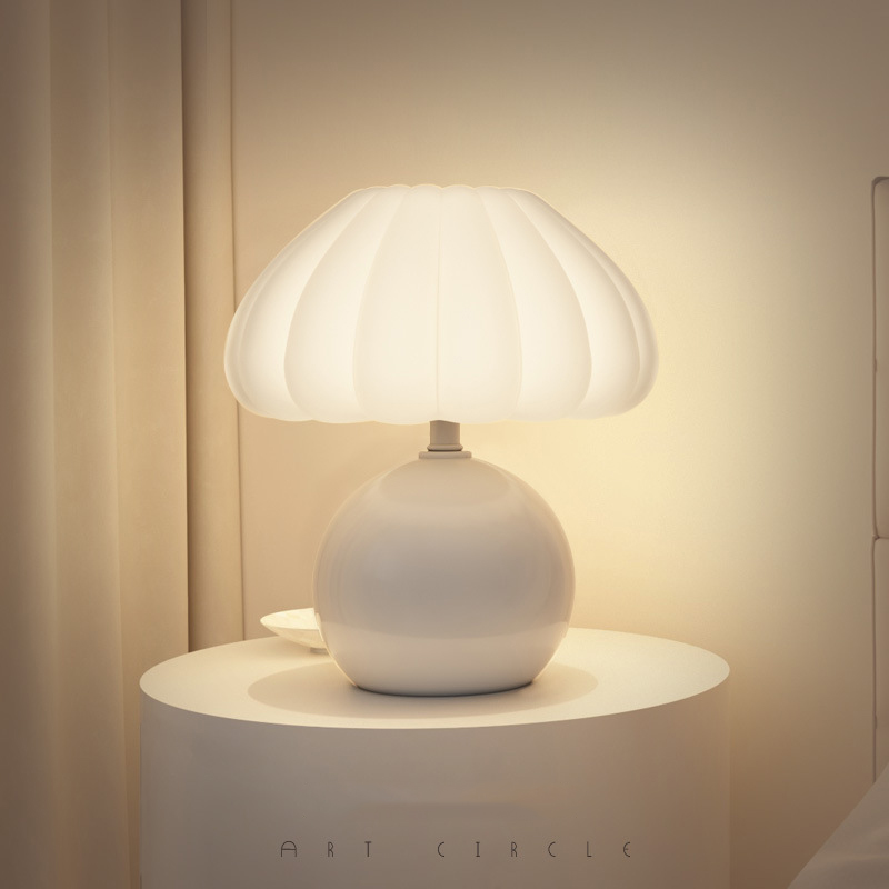 Desk Setup White - Cream Style Bedside Table Lamp French