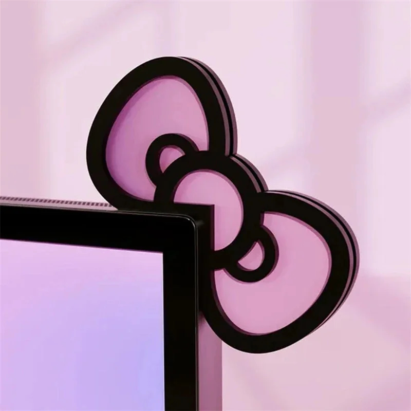 Desk Setup Accessories - Kawaii Pink Acrylic Bow Monitor Decor