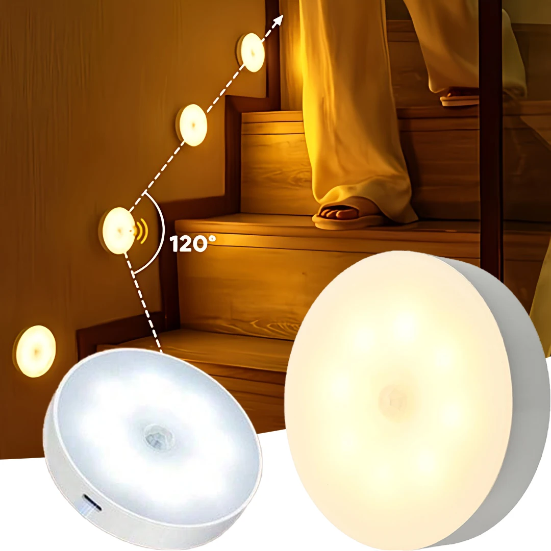 Desk Setup White - Rechargeable Motion Sensor Night Light Warm