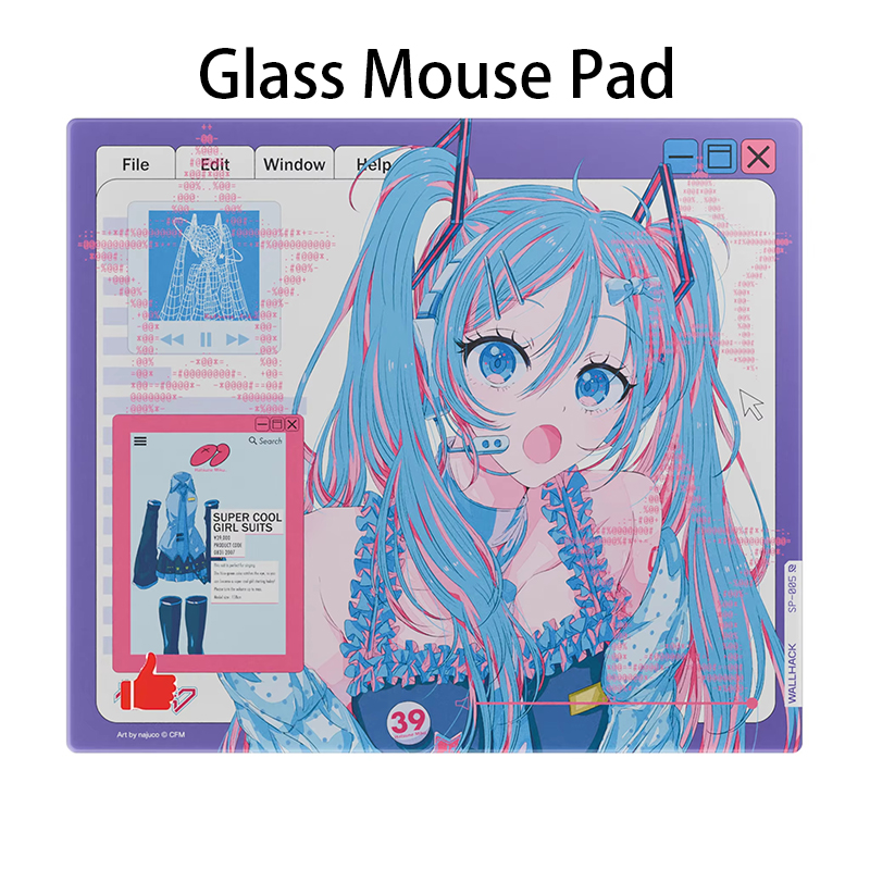 Desk Setup White - WALLHACK SP-005 OS Glass Mouse Pad