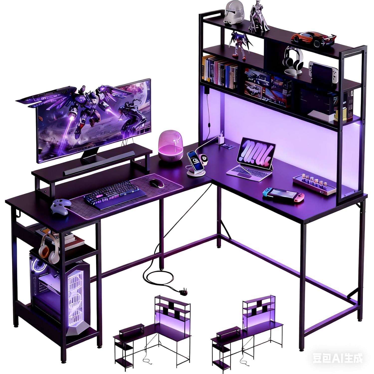 L Shaped Gaming Desk with Hutc - đánh giá và giá Desk Setup Game