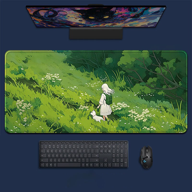 Anime Girl Forest Landscape La - đánh giá và giá Desk Setup Natural