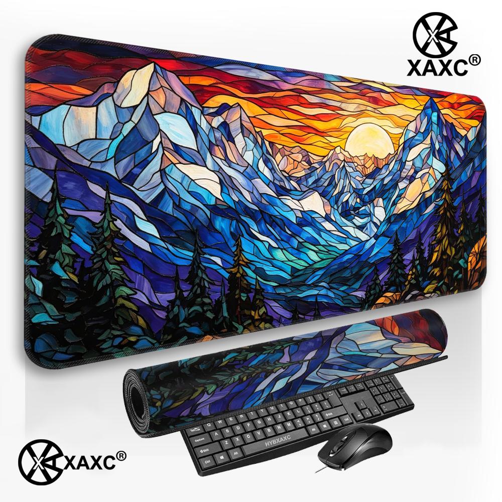 Stained Glass Mountain Desk Ma - đánh giá và giá Desk Setup Natural
