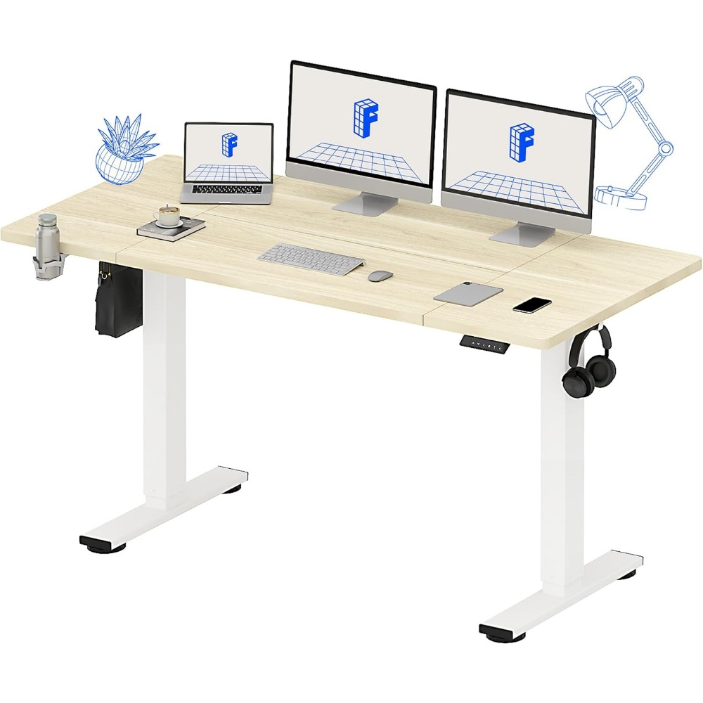 FLEXISPOT 63x32 Inch Electric  - đánh giá và giá Desk Setup White