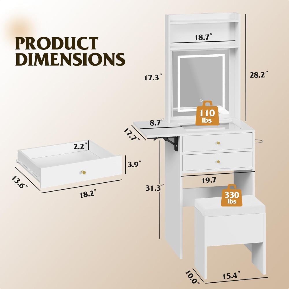 Small White Vanity Desk with L - đánh giá và giá Desk Setup White