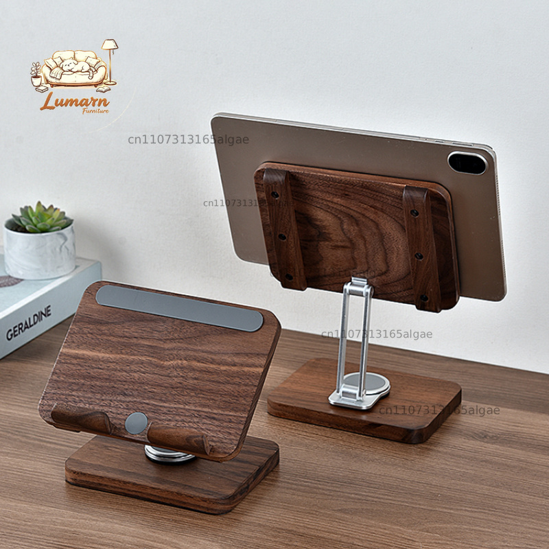 Black Walnut iPad Stand with 3 - đánh giá và giá Desk Setup Tablet