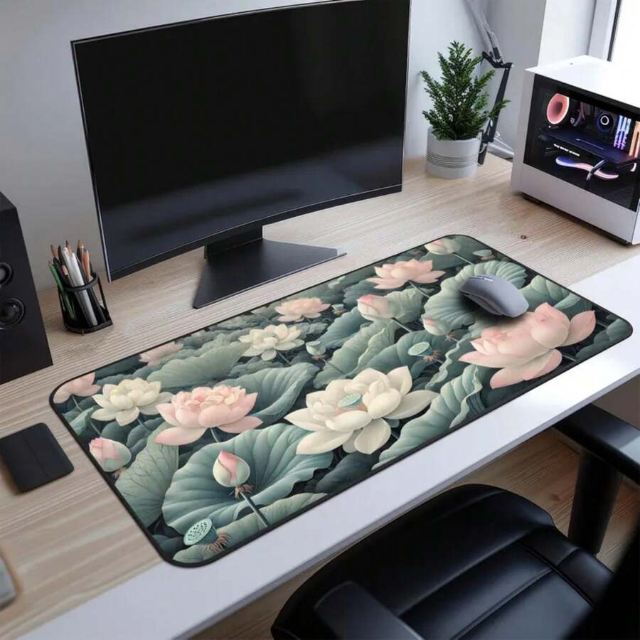Large Lotus Flower Desk Mat No - đánh giá và giá Desk Setup Natural