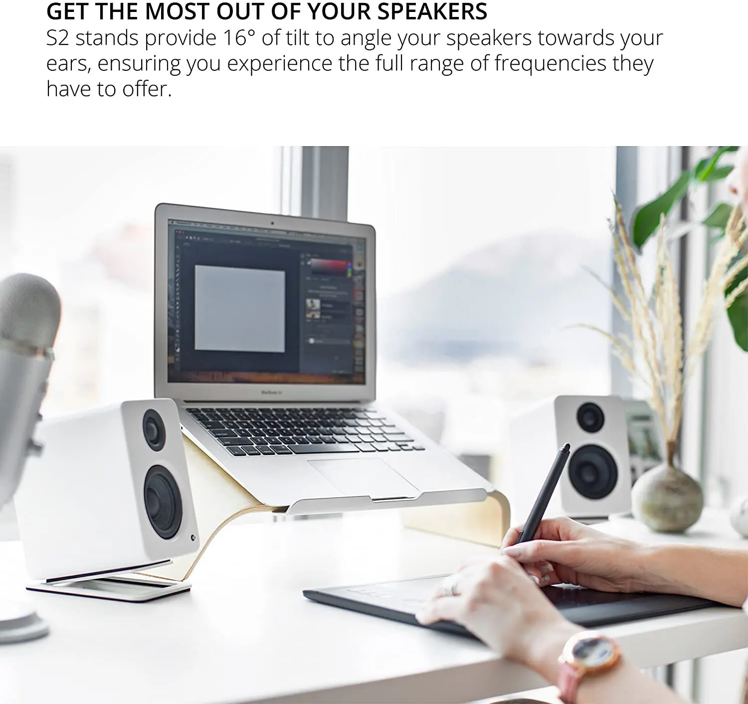 2pcs Desktop Speaker Stands fo - đánh giá và giá Speaker Desk Setup