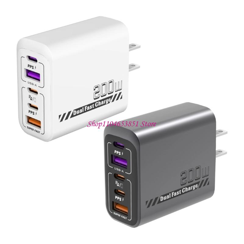 Củ Sạc Nhanh 5 Cổng 200W 3 Cổn - đánh giá và giá Desk Setup Tablet