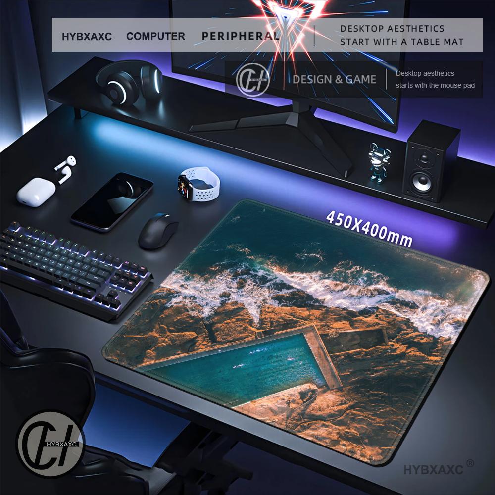 HYBXAXC MAerial Ocean Wave Mou - đánh giá và giá Desk Setup Natural