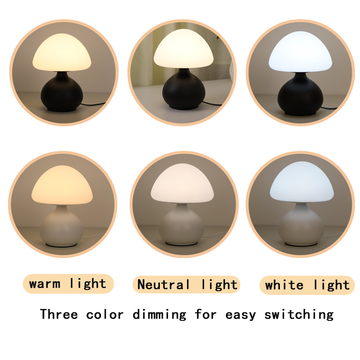 Mini Mushroom Bedside Lamp Tou - đánh giá và giá Desk Setup White