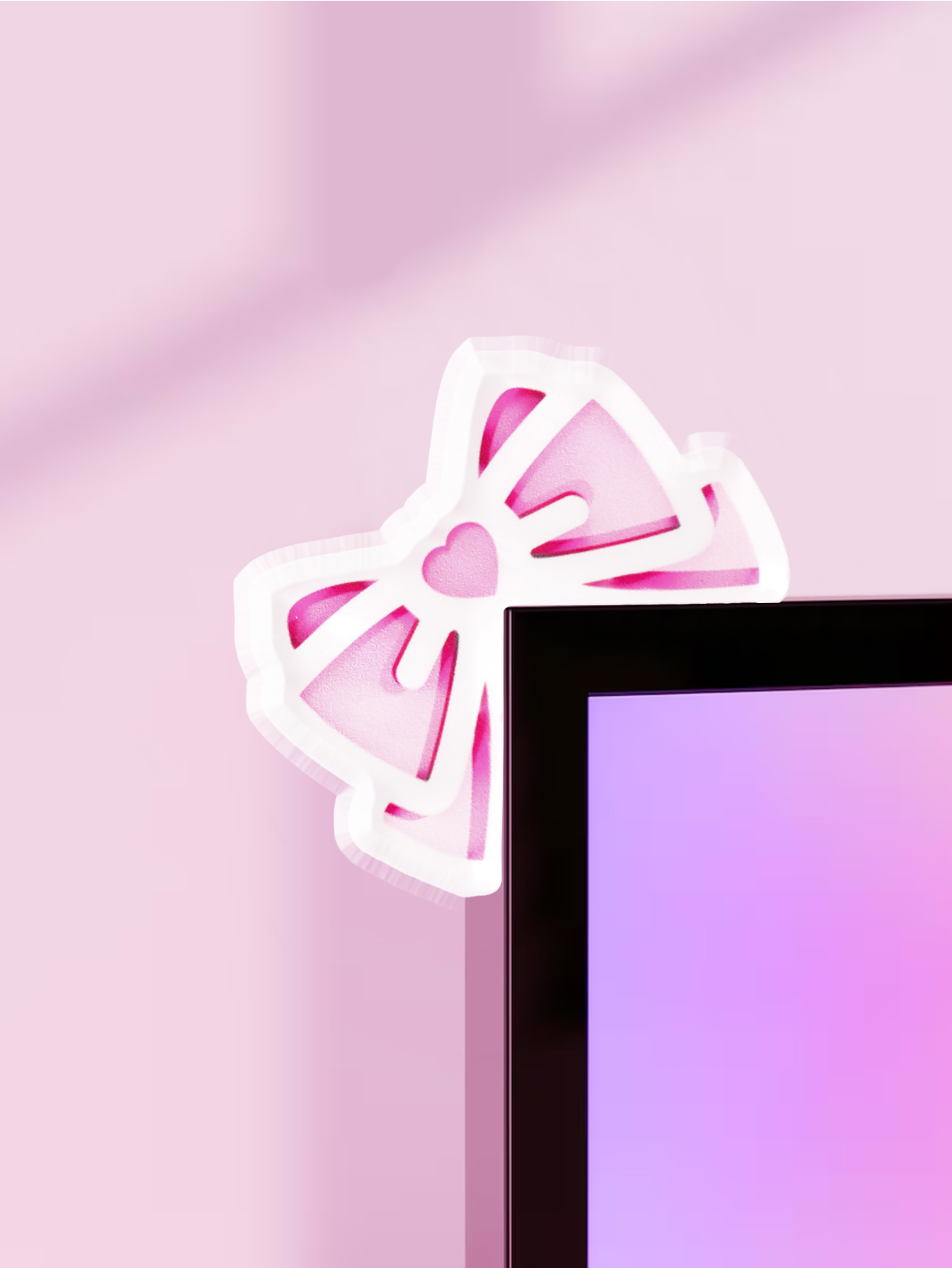 Kawaii Bow Monitor Decor Pink  - đánh giá và giá Desk Setup Accessories
