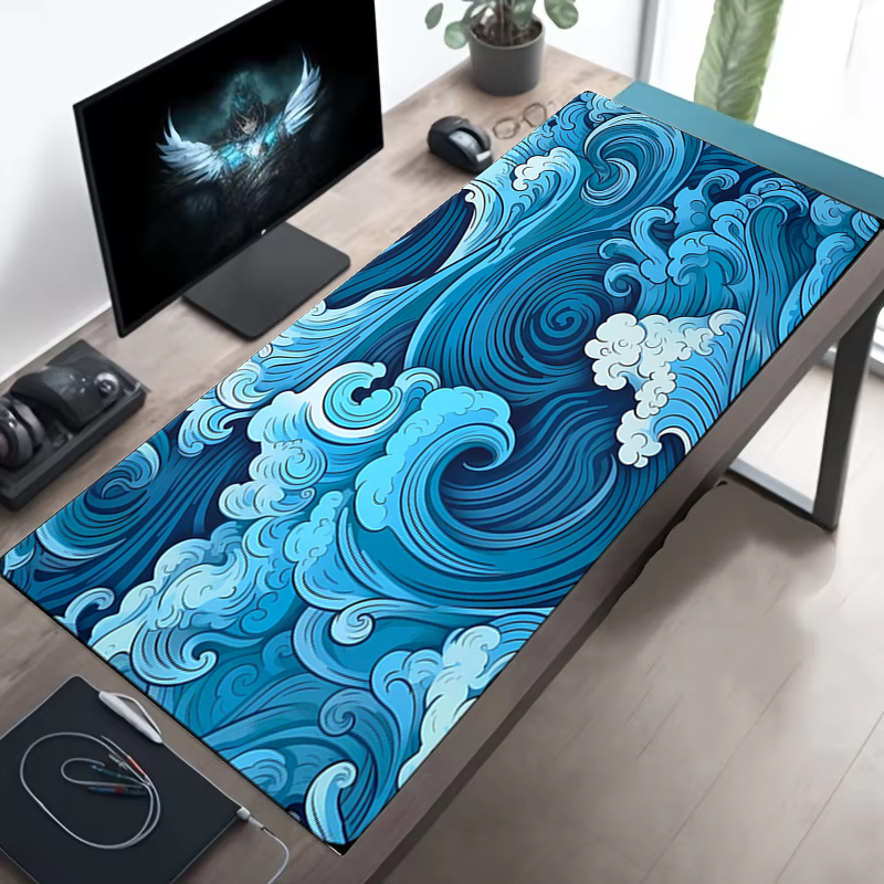 Japanese Blue Waves Mouse Pad  - đánh giá và giá Desk Setup Japan