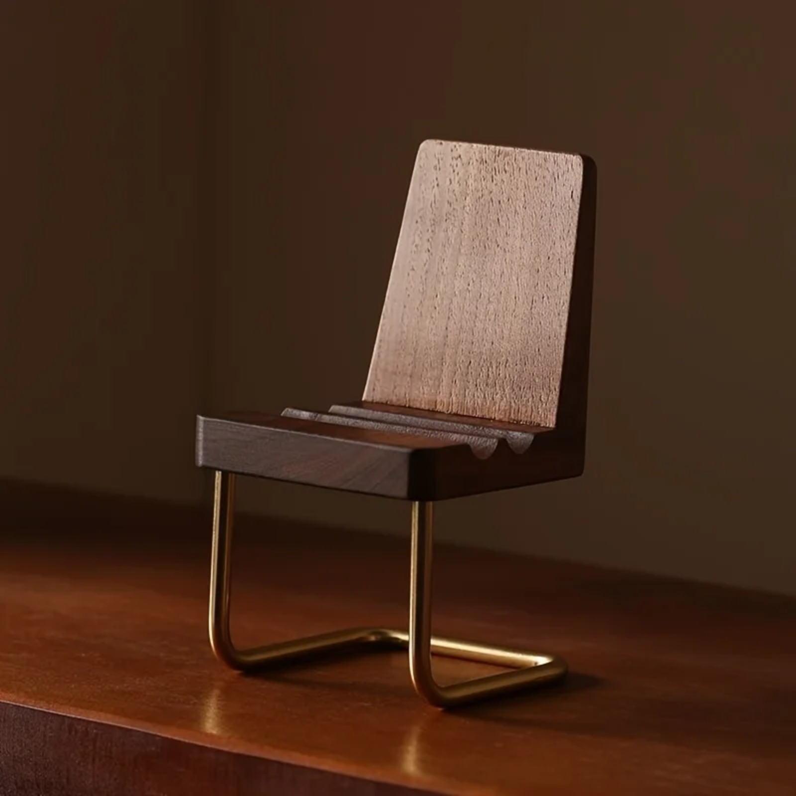 Wooden Phone Stand Walnut Desk - đánh giá và giá Desk Setup Natural